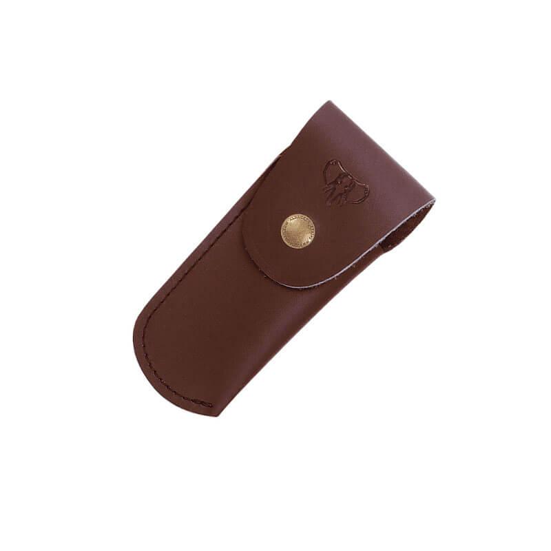 Canivete de bolso Cudeman. Manga de resistência vermelha. 7cm. Bainha de couro.