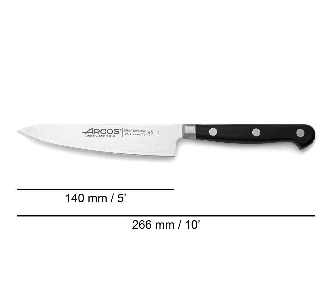 Cuchillo cocinero de 14 cm con mango de polipropileno negro Arcos Opera