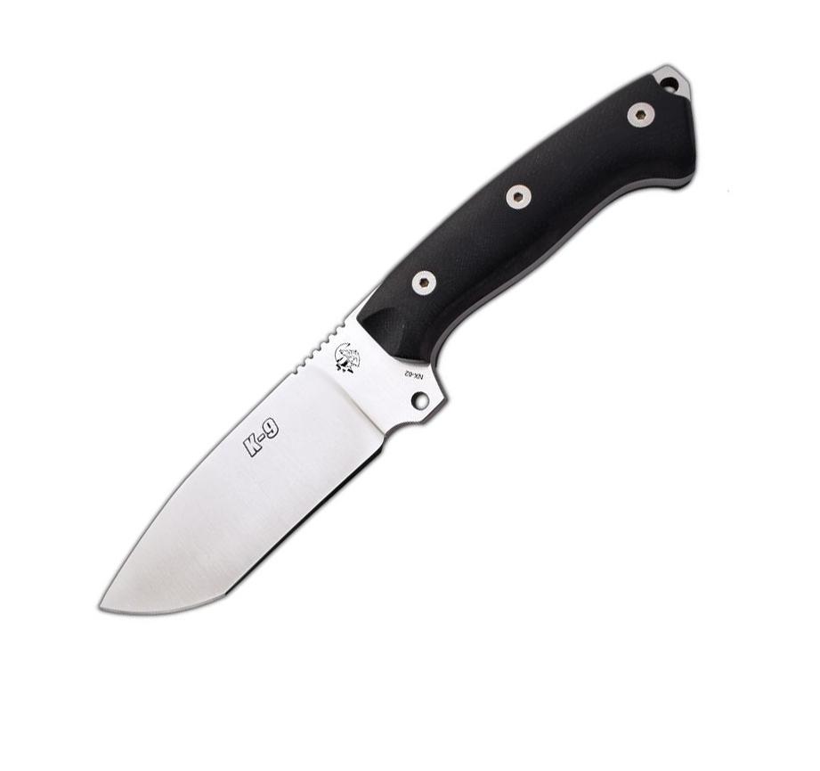 Faca tática JV K9 com cabo G10 e bainha de cordura