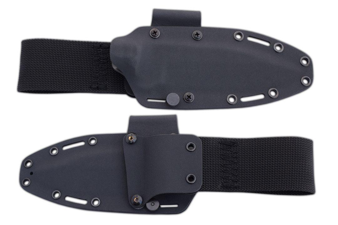 JV K9 black lacquered tactical knife with G10 handle and kydex sheath