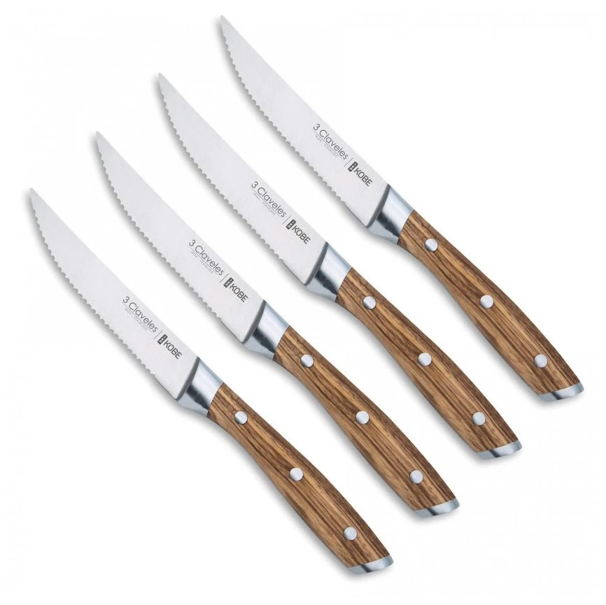 Steakmesser mit 11,5 cm langer gezahnter Klinge und Griff aus Kas...