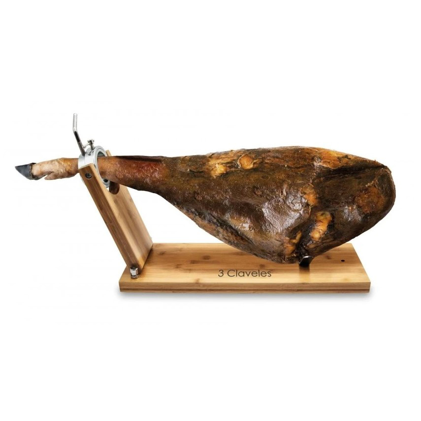 Klappbarer, drehbarer Schinkenhalter aus Bambusholz