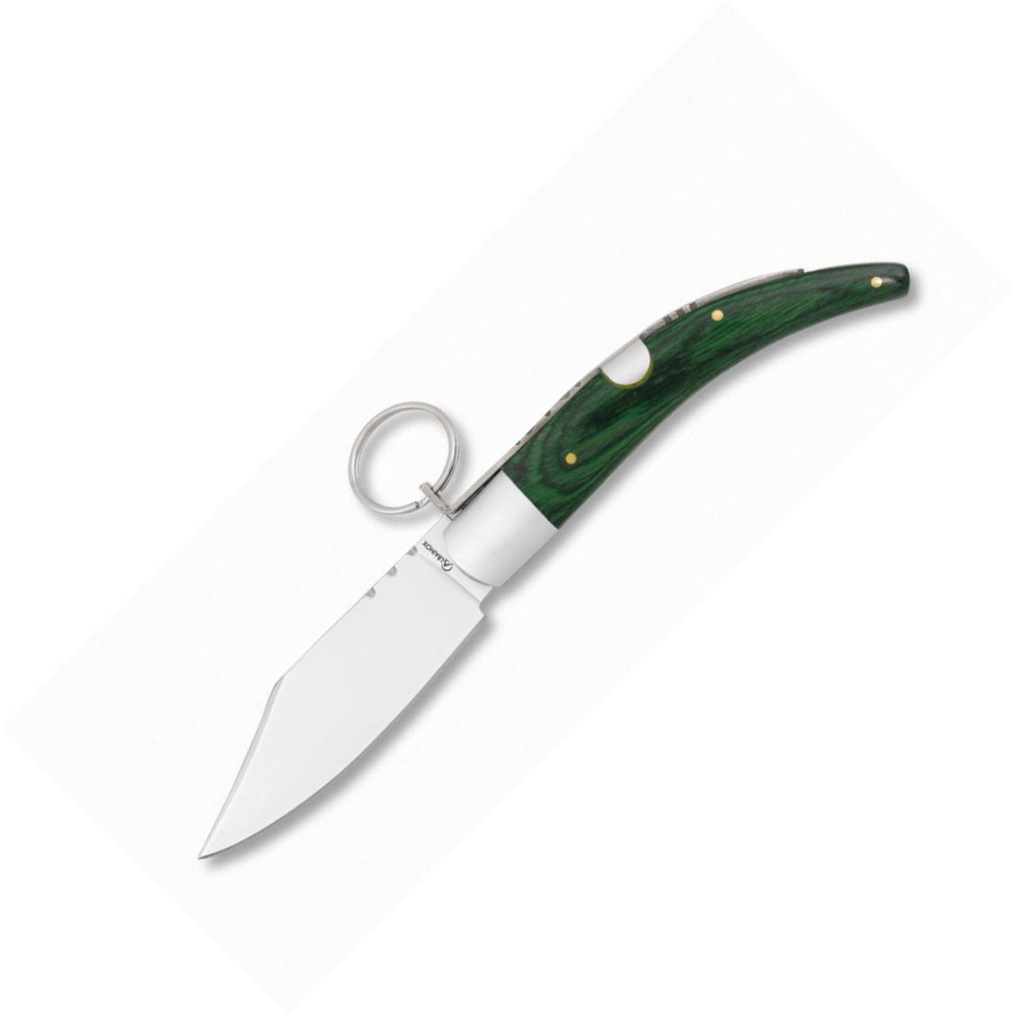 Coltello chiudibile classico con lama larga e chiusura ad anello....