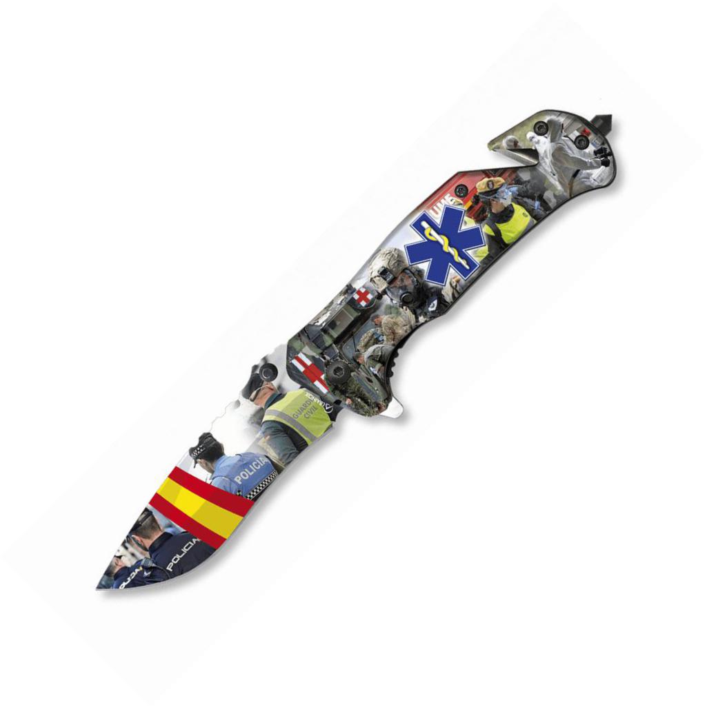 Couteau de poche tactique Albainox Star of Life 3D avec lame de 8...