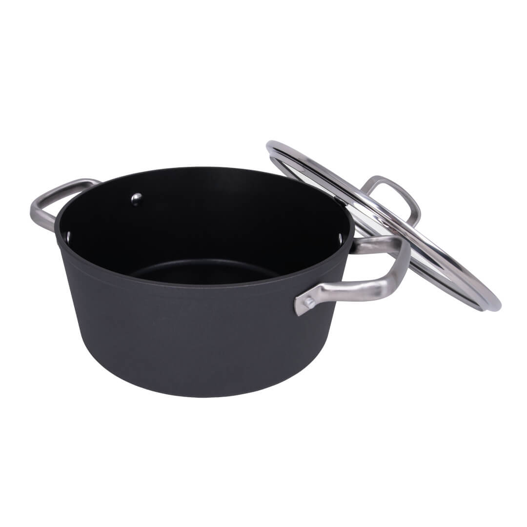 Samoa Antihaft-Kochtopf 16 cm schwarz mit Deckel