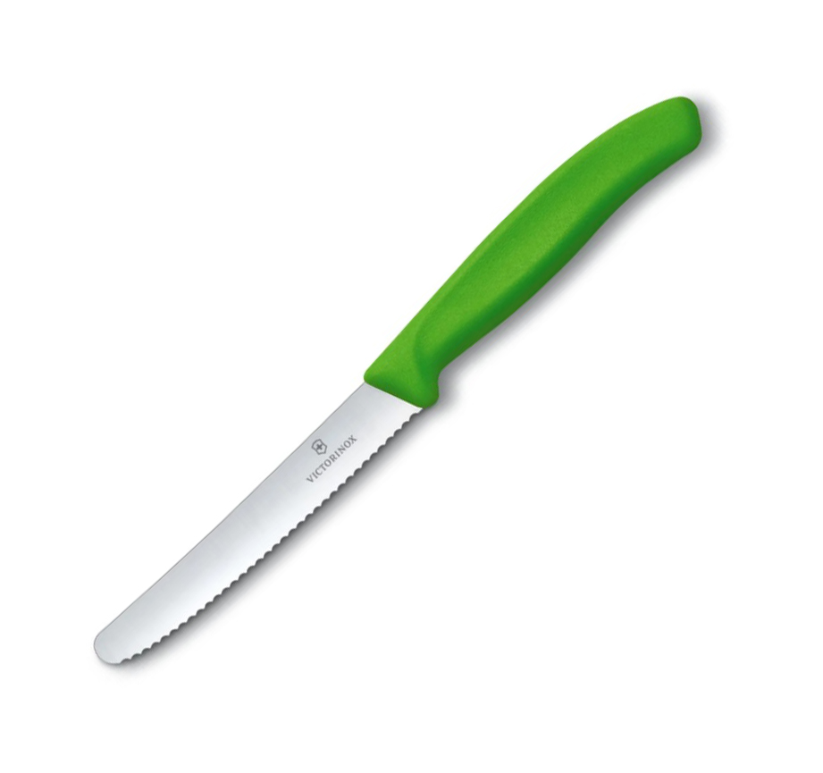 Victorinox Swiss Classic Tomatenmesser, Wellenschliff, grüner Gri...