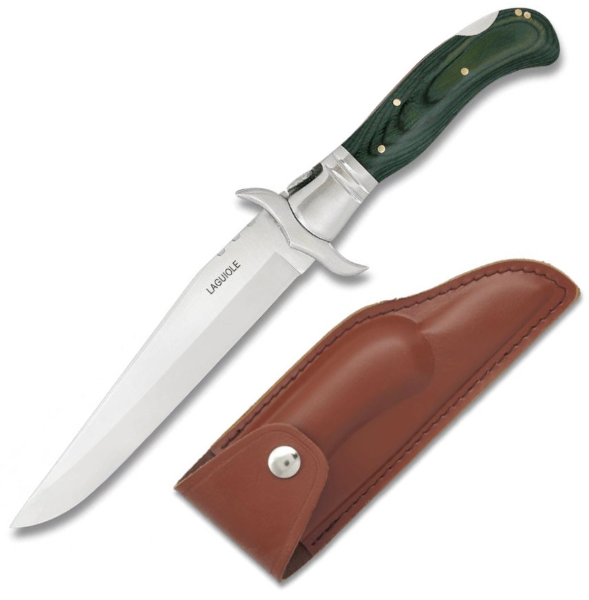 Albainox Laguiole Klappmesser, mit Kunstlederscheide, grünem Ausd...