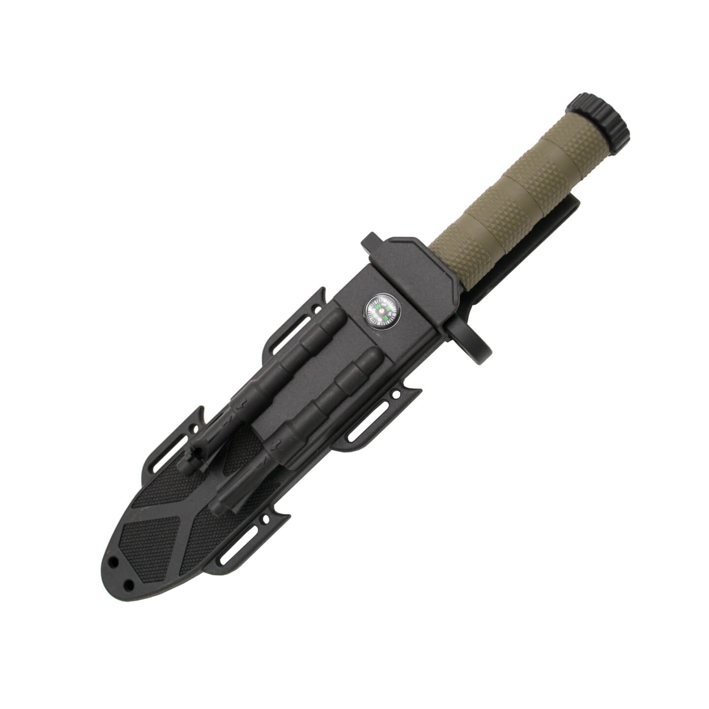 Überlebensmesser mit grünem Fasergriff und 19 cm langer schwarzer Klinge 11113GN