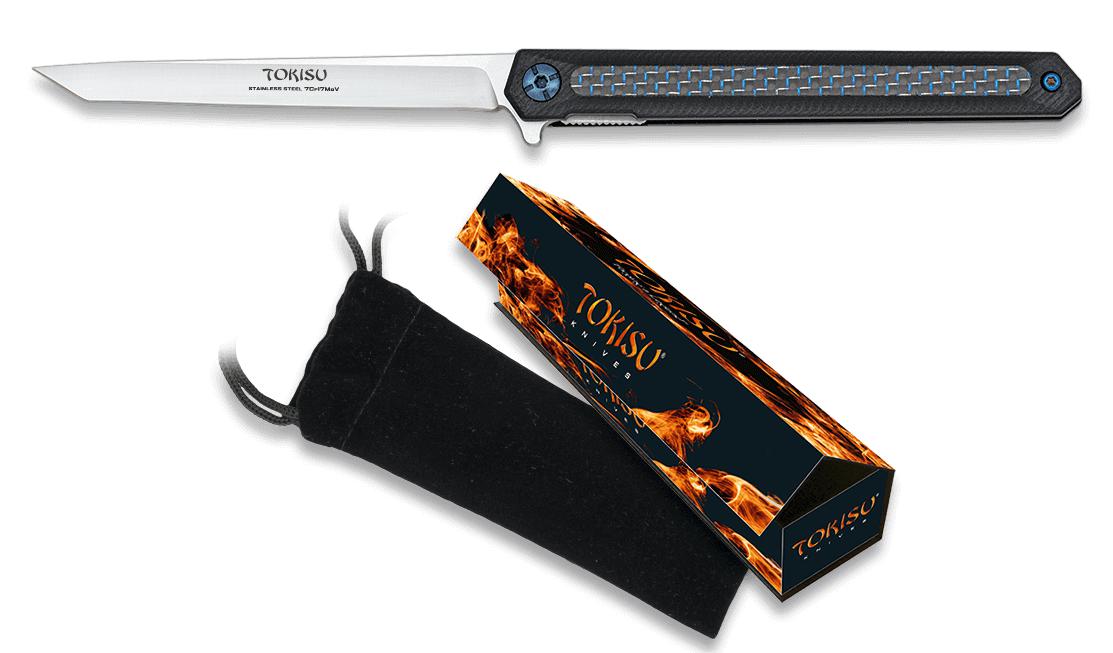 TOKISU taktisches Messer, mit 9,00 cm langer Klinge und schwarzem...