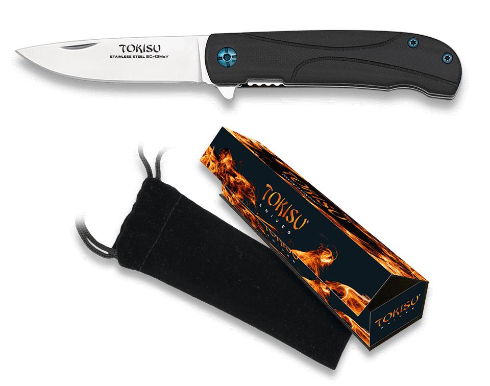 TOKISU Taschenmesser, mit 7,00 cm langer Klinge und schwarzem G10...