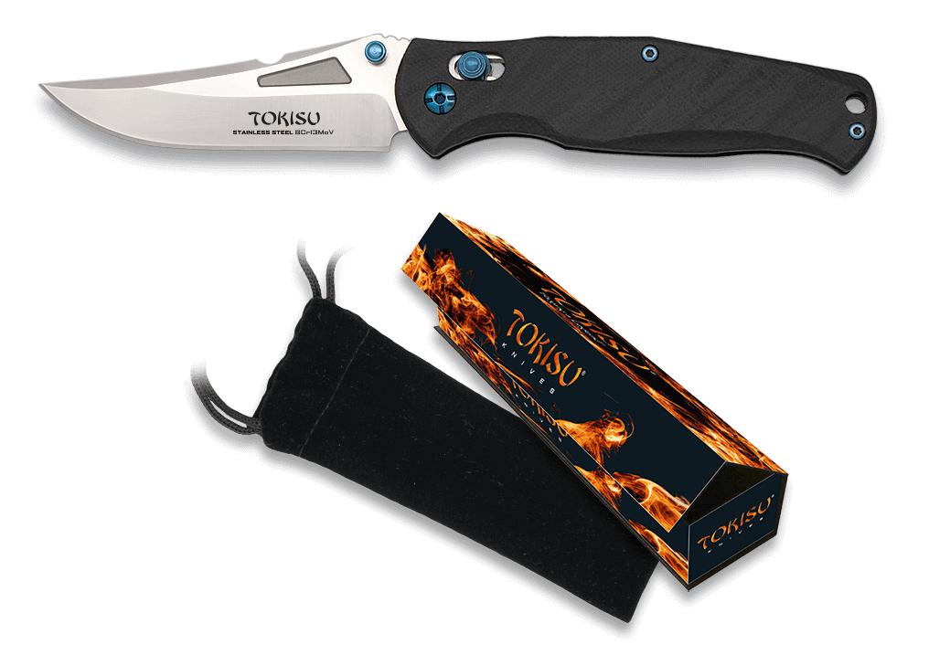 TOKISU Taschenmesser, mit 8,20 cm langer Klinge und schwarzem G10...