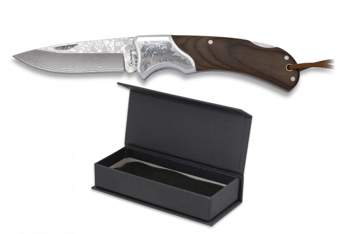 Coltello tascabile Albainox Damasco con ghiera in acciaio decorat...