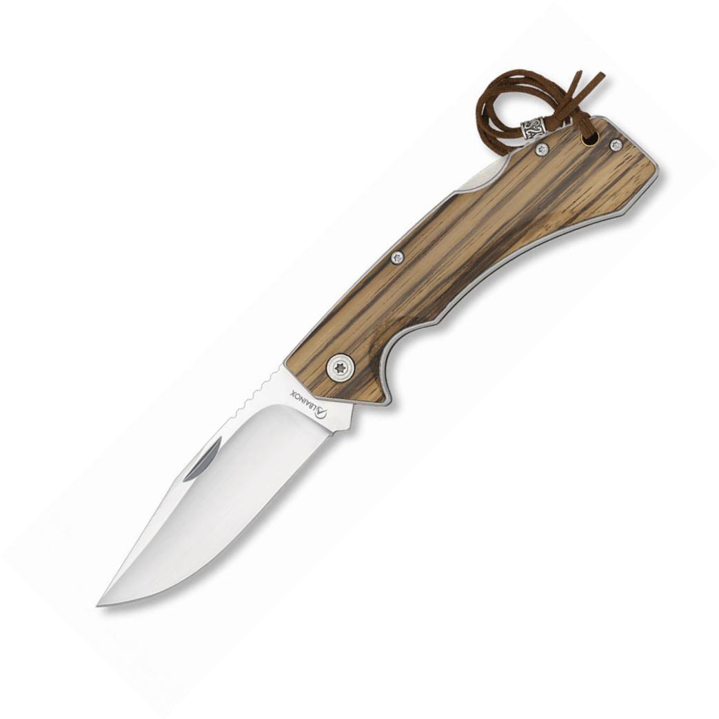 Coltello tascabile Albainox con manico in legno zebrato sovrappos...