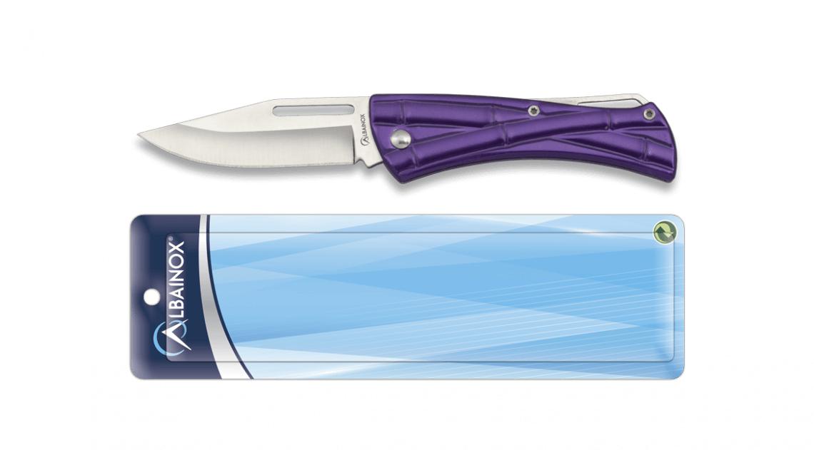 Temperino Albainox viola in blister, manico in acciaio e lama da ...