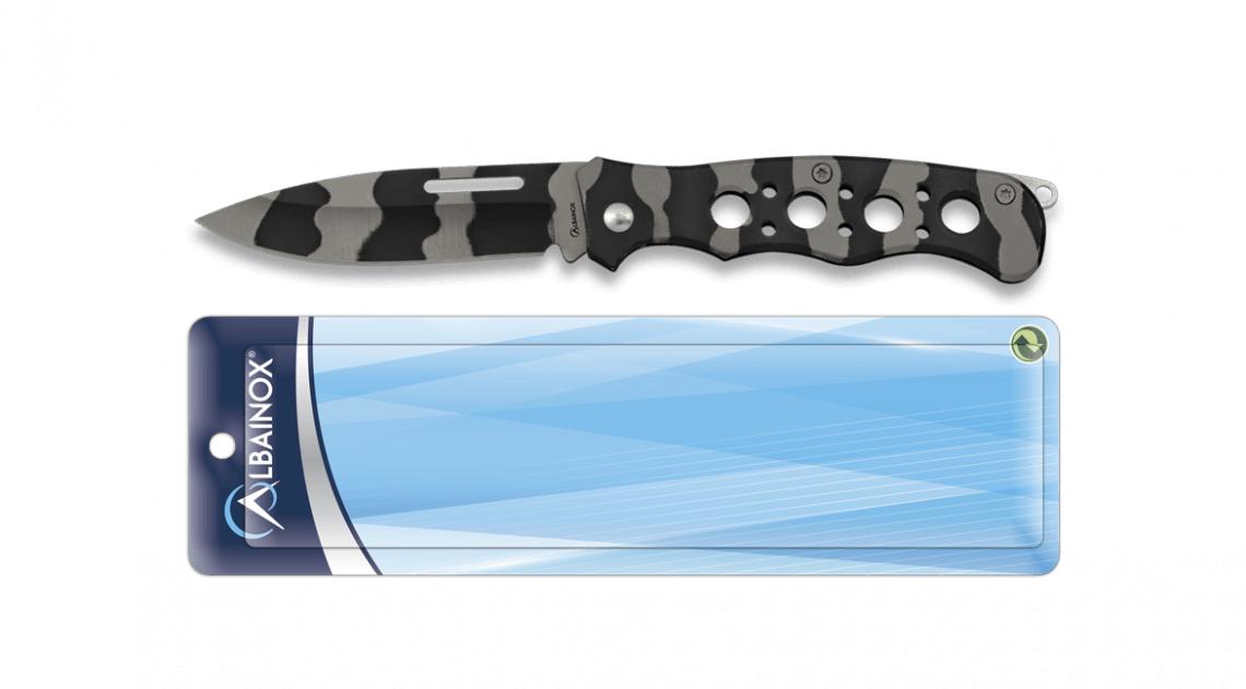 Coltello tascabile Albainox in acciaio, colore camouflage e lama ...