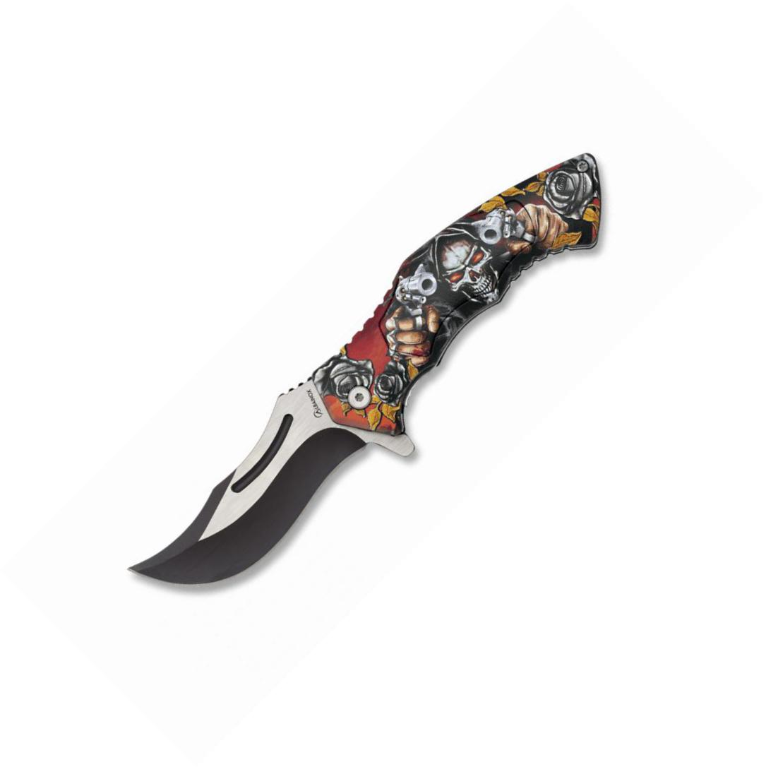 Coltello tascabile Albainox 3D con teschio. Lama da 8,5 cm