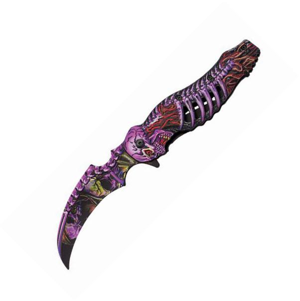 Coltello tascabile Albainox Skull 2 FOS, clip e lama da 9,3 cm