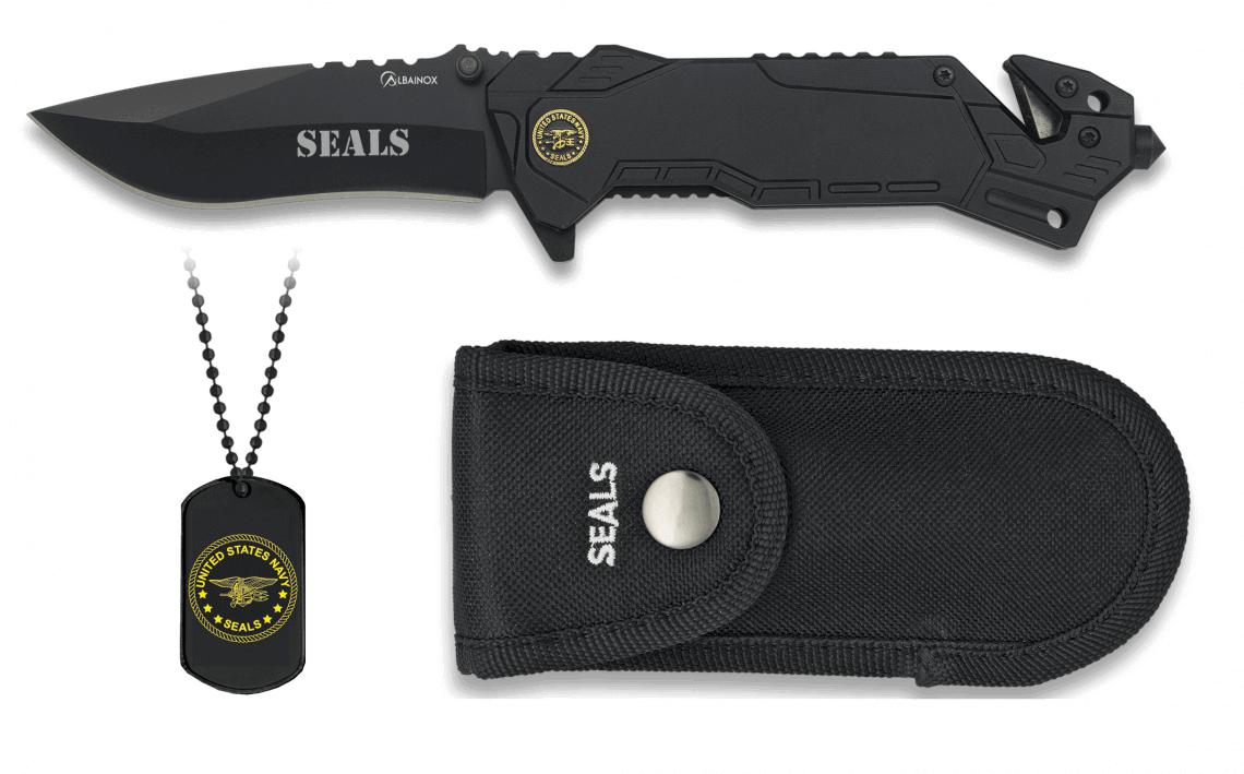 Albainox SEALS taktisches Taschenmesser mit Platte, Fensterstanze...