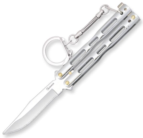 Albainox chrome fan knife keychain. 6cm blade