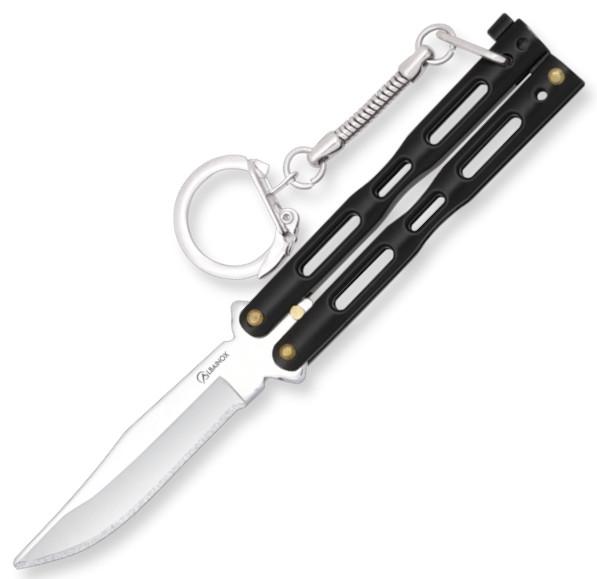Black Albainox keychain fan knife. 6cm blade