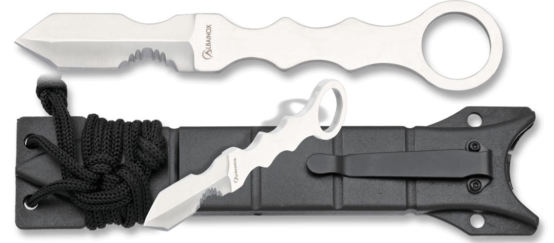 Couteau de lancer en acier avec une lame dentelée à un tranchant ...