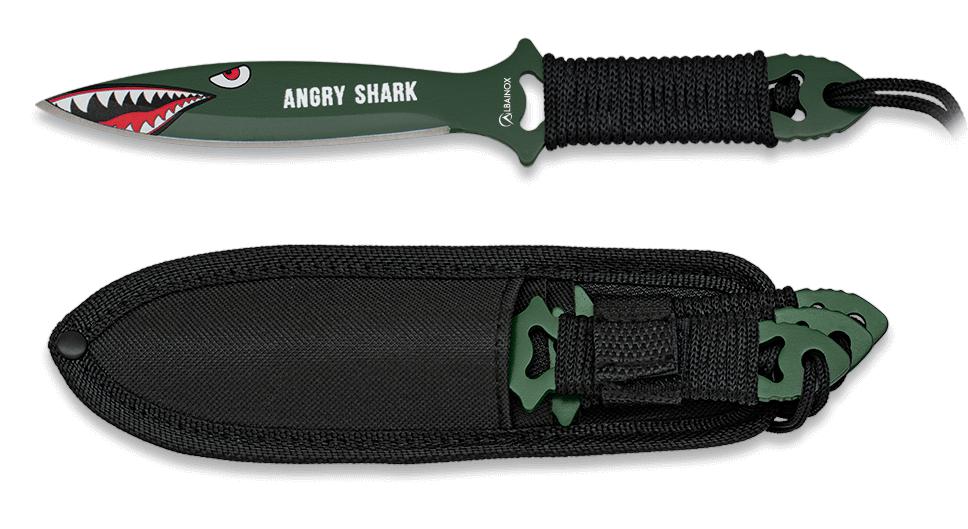Lanceur Albainox Angry Shark avec lame de 11,5 cm. Ensemble 3 piè...