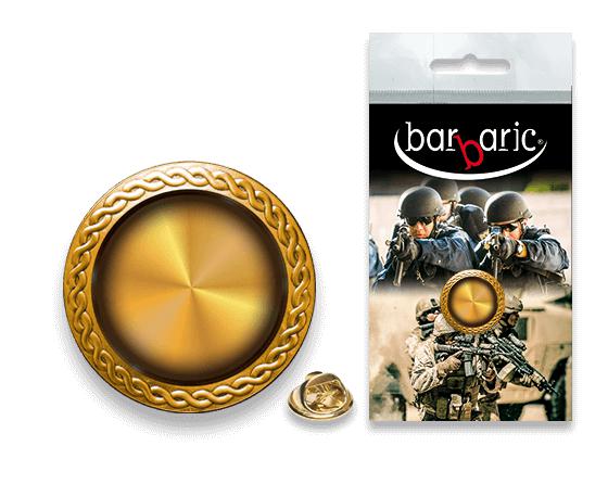 Gold Barbaric Pin mit abgeschrägter Kante und 20 mm Durchmesser