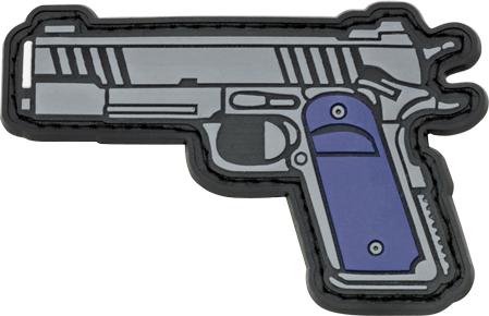 Blauer Klettpatch mit Pistolengriff