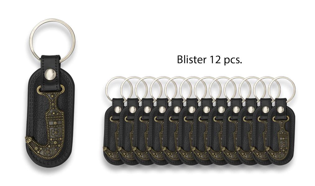 Lederschlüsselanhänger mit arabischem Messer in Blister mit 12 Ei...
