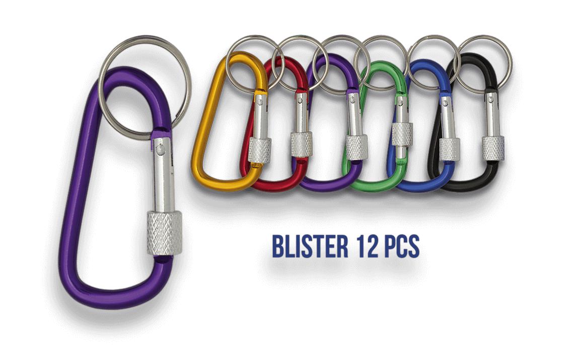 Karabiner im Blister mit 12 Einheiten in verschiedenen Farben mit...