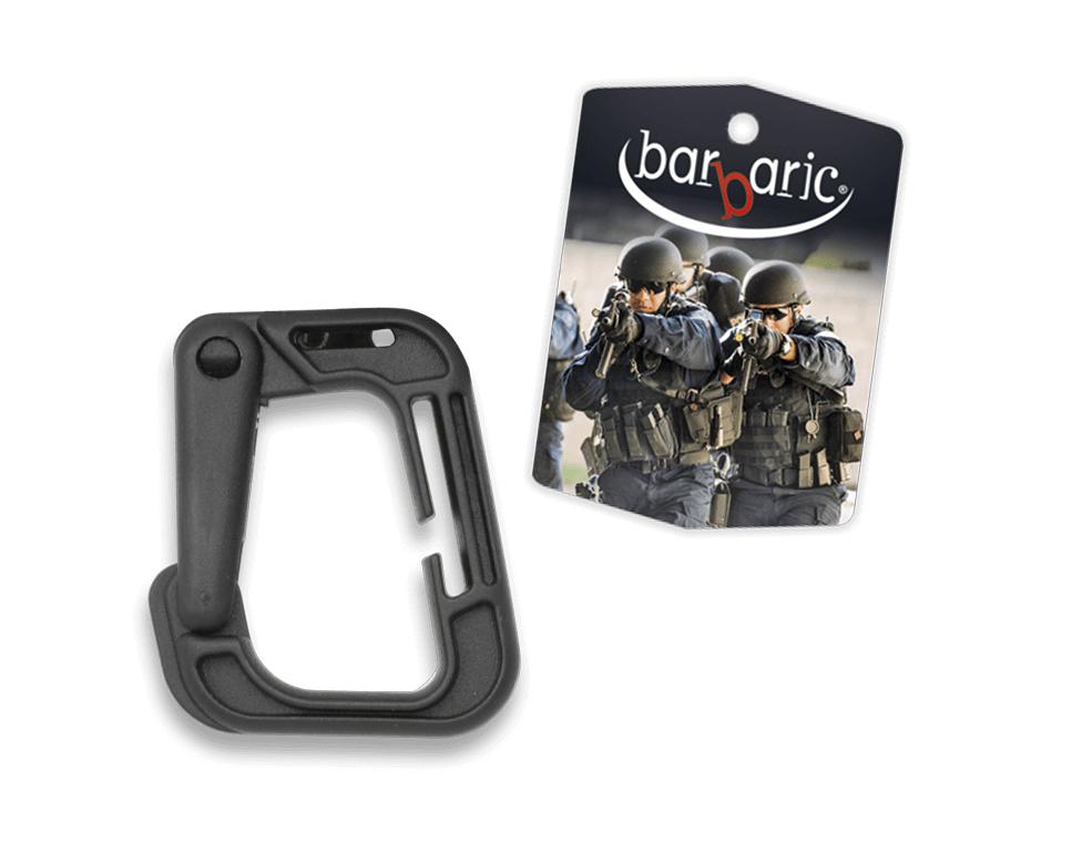 Schwarzer ABS-Karabiner 5 cm lang und 5,7 cm breit