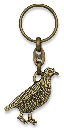 Porte-clés imitation perdrix plaqué or ancien