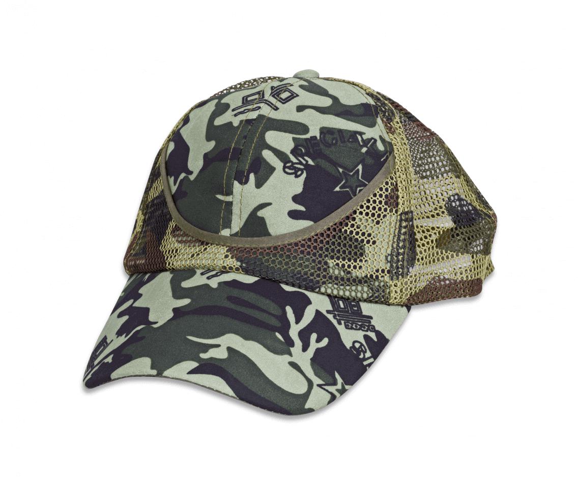 Casquette réglable spéciale camouflage vert avec filet