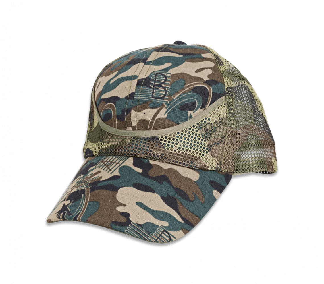 Casquette réglable taille unique avec filet camouflage vert