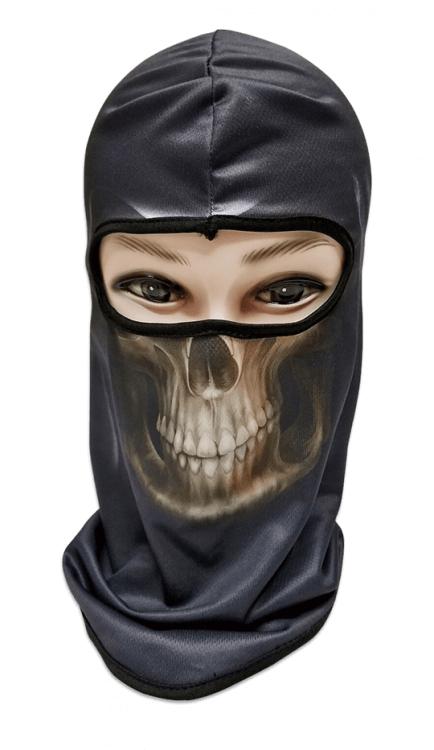 Chapeau type cagoule avec tête de mort noire