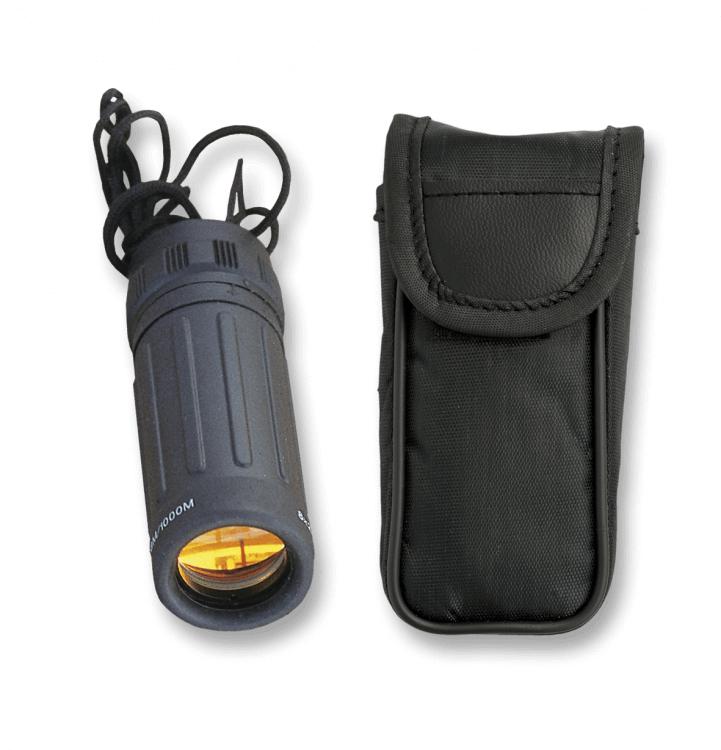 Monoculare nero con custodia, lenti color rubino e range da 126 m...