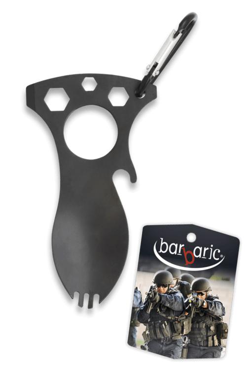 Schwarzes Multitool mit Edelstahlkarabiner