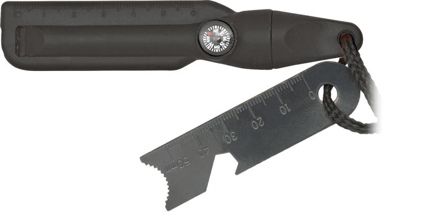 Pietra focaia nera con fischietto e bussola in ABS