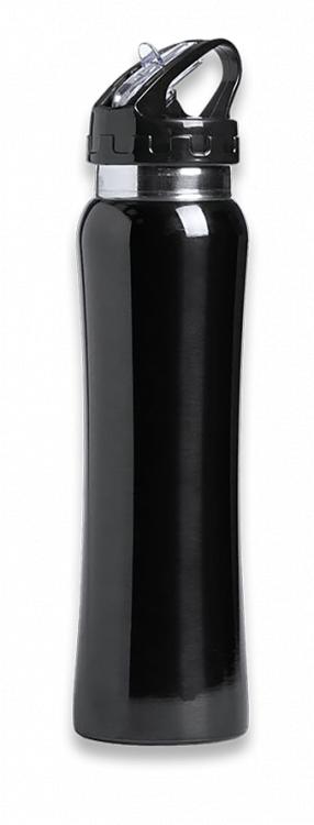 Glänzend schwarze Edelstahlflasche mit einem Fassungsvermögen von...