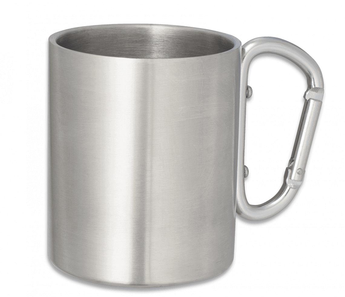 Coppa in acciaio inox con moschettone e doppio strato termico