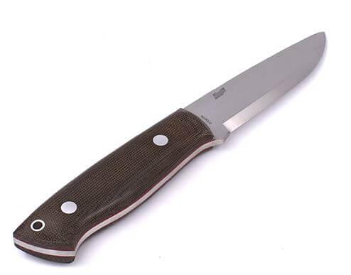 Faca para bushcraft Brisa Trapper 95 scandi com cabo em micarta verde e bainha para bushcraft com pederneira