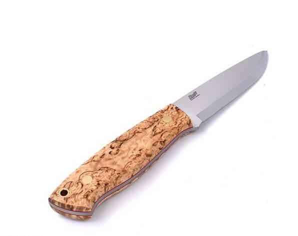 Brisa Trapper 95 avec manche en bouleau ondé stabilisé et lame en...