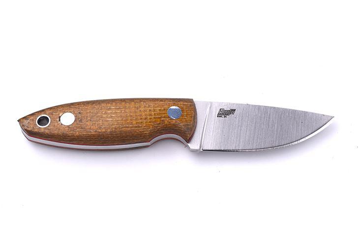 Faca Brisa Scara 60 com aço RWL34 e micarta mostarda