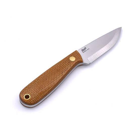 Faca de pescoço Brisa Necker 70 Scandi com cabo de micarta mostarda e bainha kydex