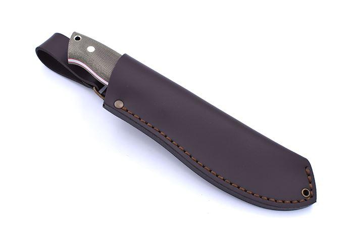 Faca de caça Brisa Nessmuk 125 micarta verde e bainha de couro