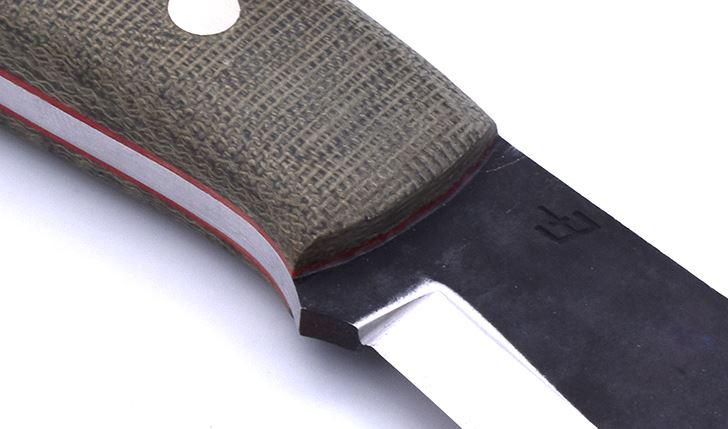 Coltello da caccia Brisa Nessmuk 125 micarta verde e fodero in cuoio con selce