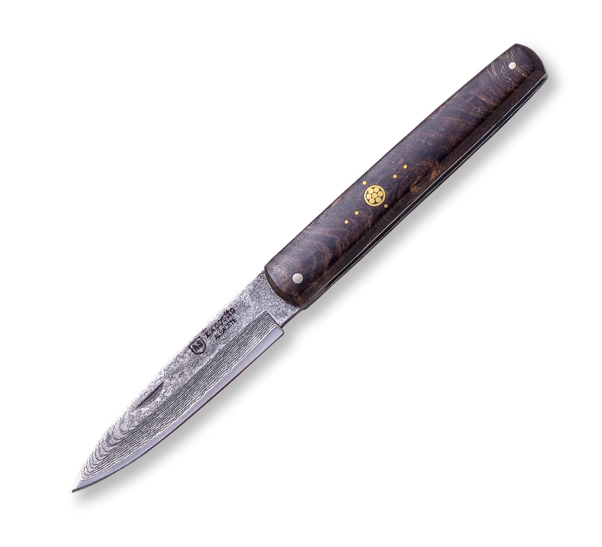 Coltello machete con decoro e legno d'acero stabilizzato nero