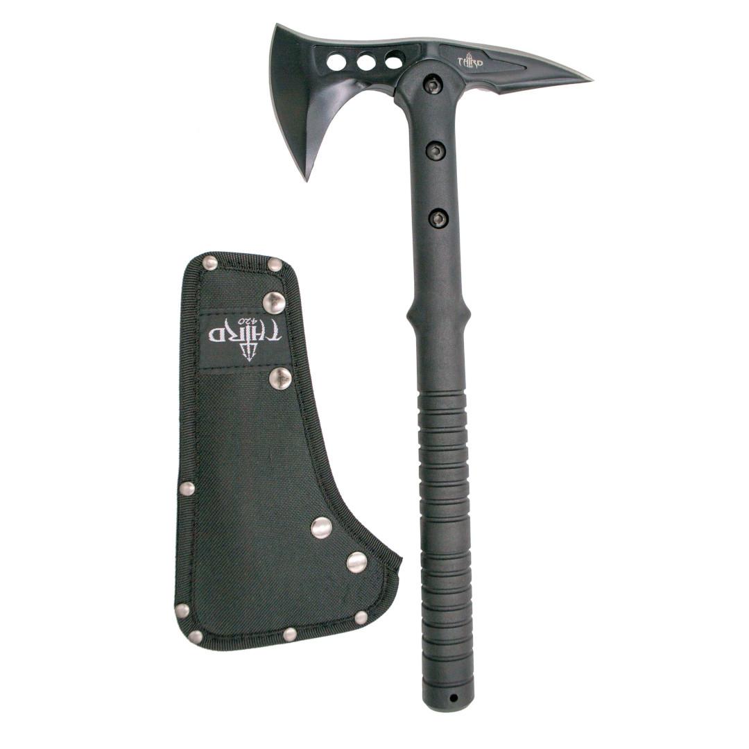 Hache tactique noire avec lame en acier 420