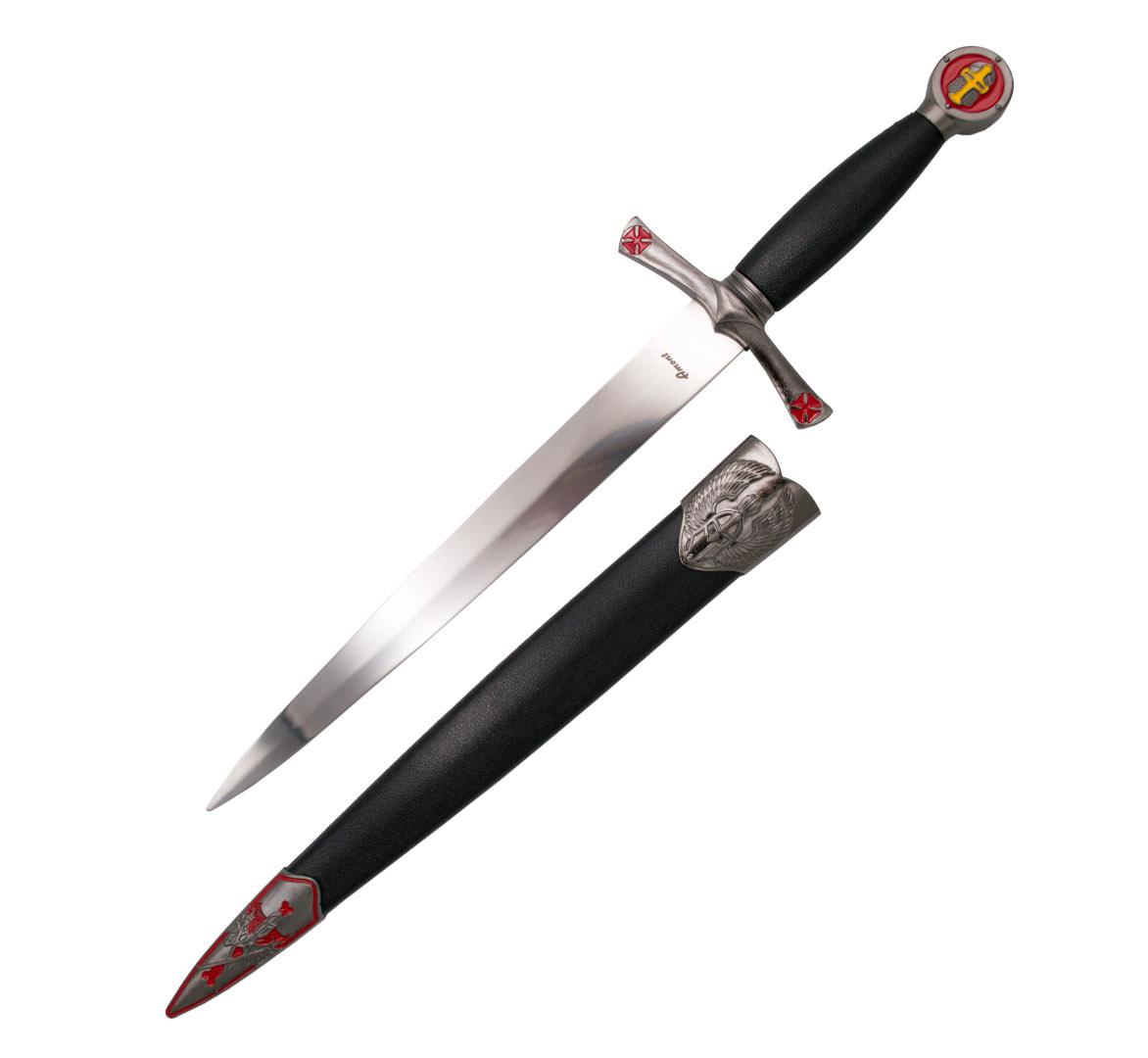 Poignard ancien avec manche noir et pommeau et garde nickelés