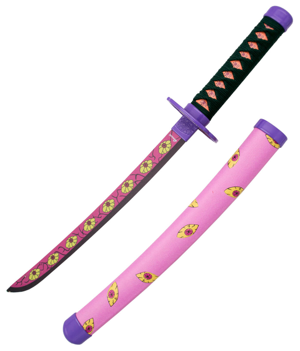 Tsugikumi Michikatsu Kokushibou mini katana rosa con decorazione gialla